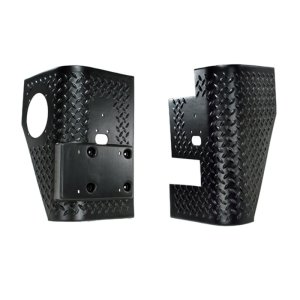 Jeep Wrangler Body Armor - Rear - Rugged Ridge - Tall Corner - Black Diamond Plate - `97-`06
